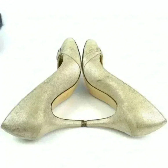 Nina heels size 9 39 Gold metallic peep toe pumps - Picture 4 of 8